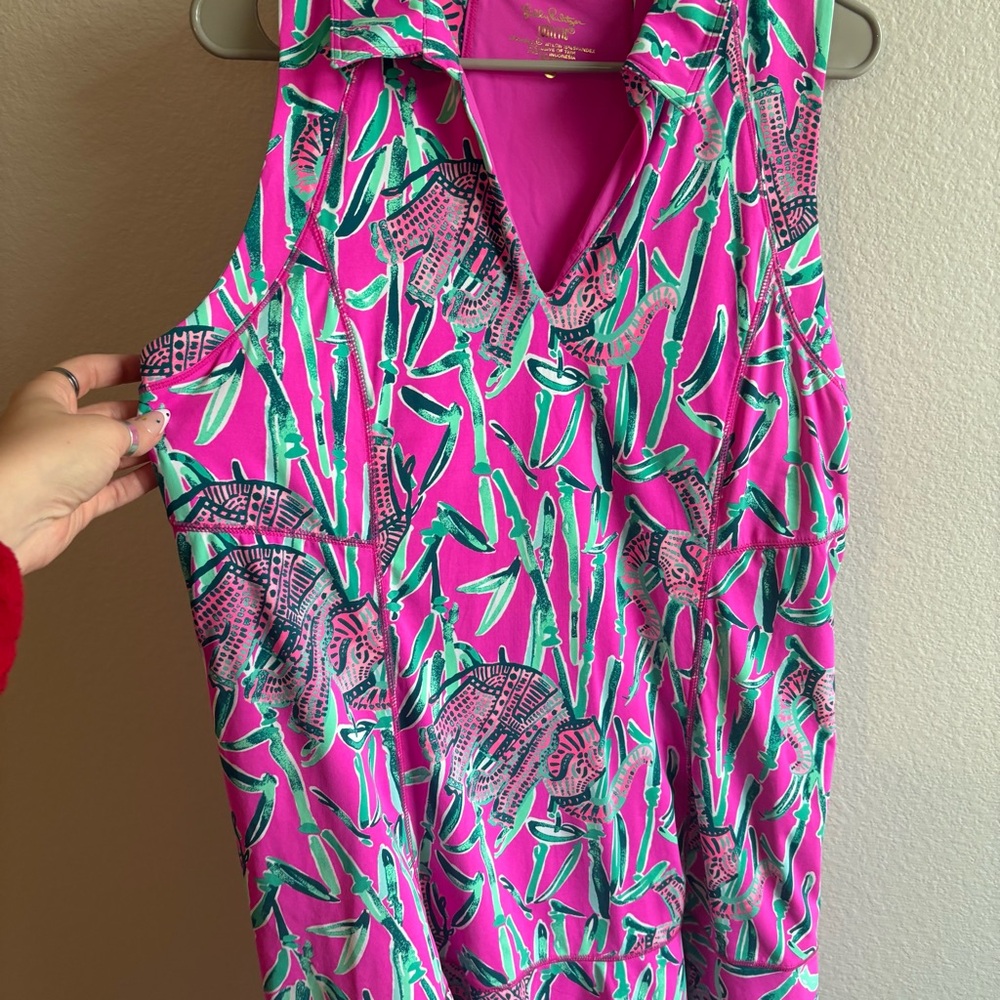 Lilly Pulitzer Luxletic Martina UPF 50+ dress in the Mandevilla Pink Extra Lucky - Picture 4 of 7